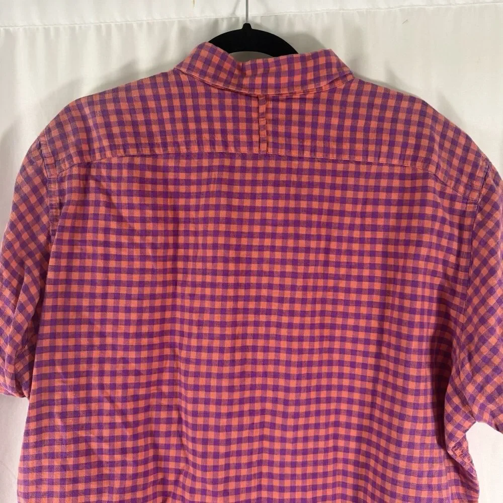 Banana Republic Linen Blend Button Down Shirt Men's XL Purple Orange Short Slv